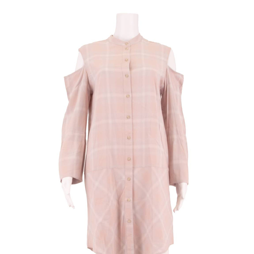 ALL SAINTS Womens Shift Dress Pink Check Long Sleeve Knee Length M