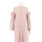 ALL SAINTS Womens Shift Dress Pink Check Long Sleeve Knee Length M