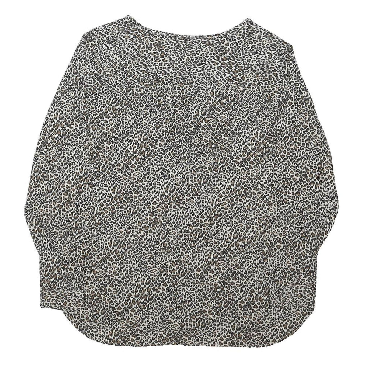 M&S Womens Black & Brown Animal Print Long Sleeve Round Neck Top UK 16