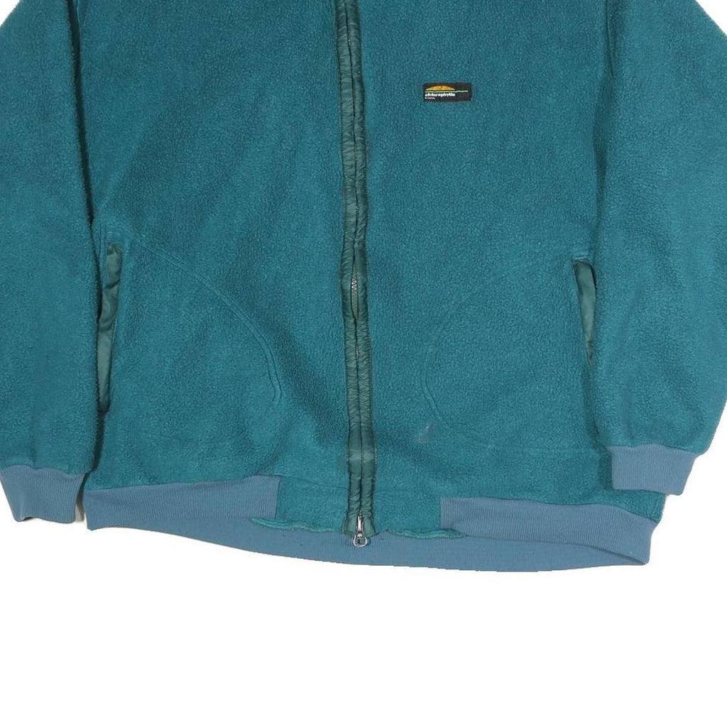 CHLOROPHYLLE Womens Blue Polyester Blend Zip Fleece Jacket L Casual Outerwear