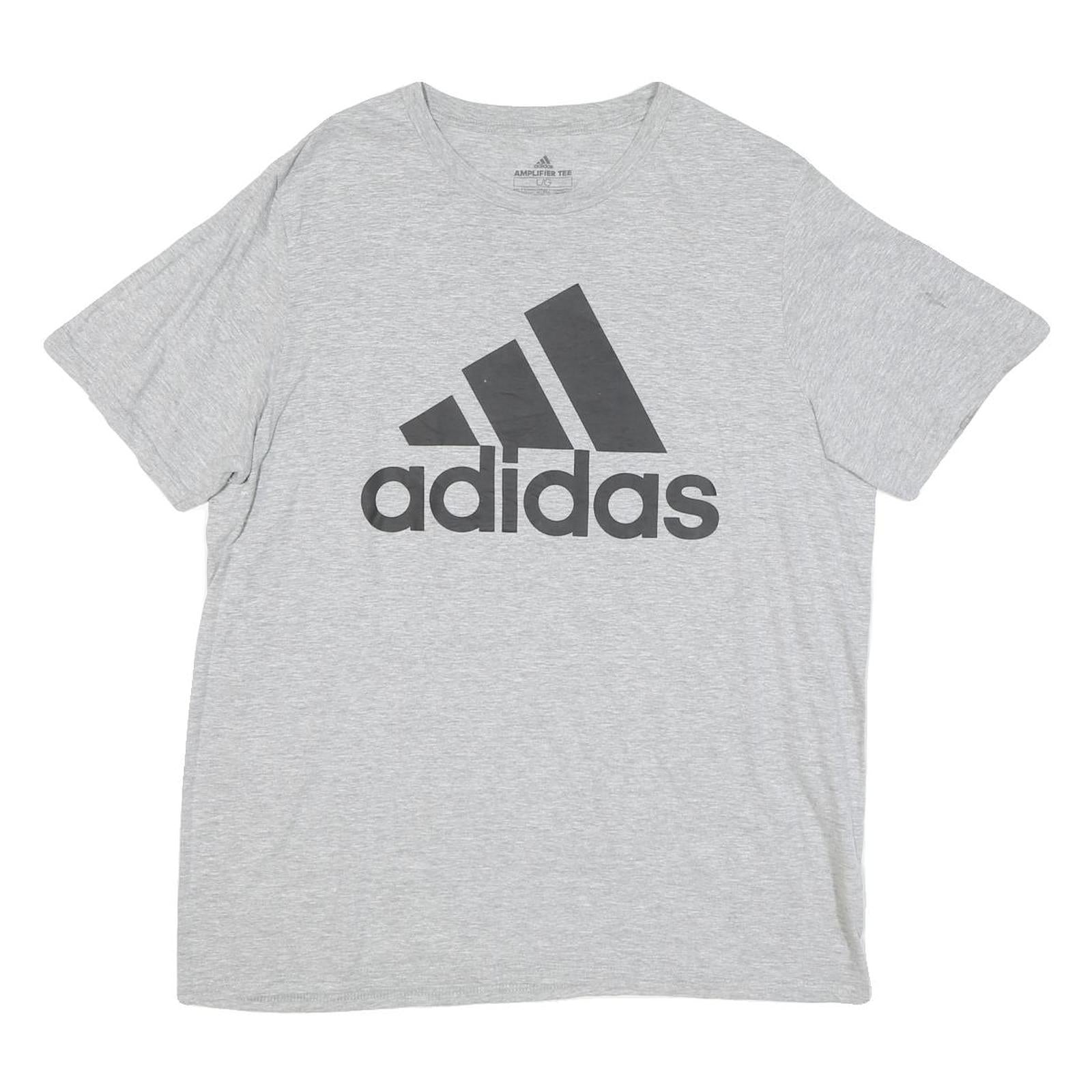 ADIDAS Mens Grey Athletic T-Shirt L Short Sleeve Crew Neck Logo Sportswear
