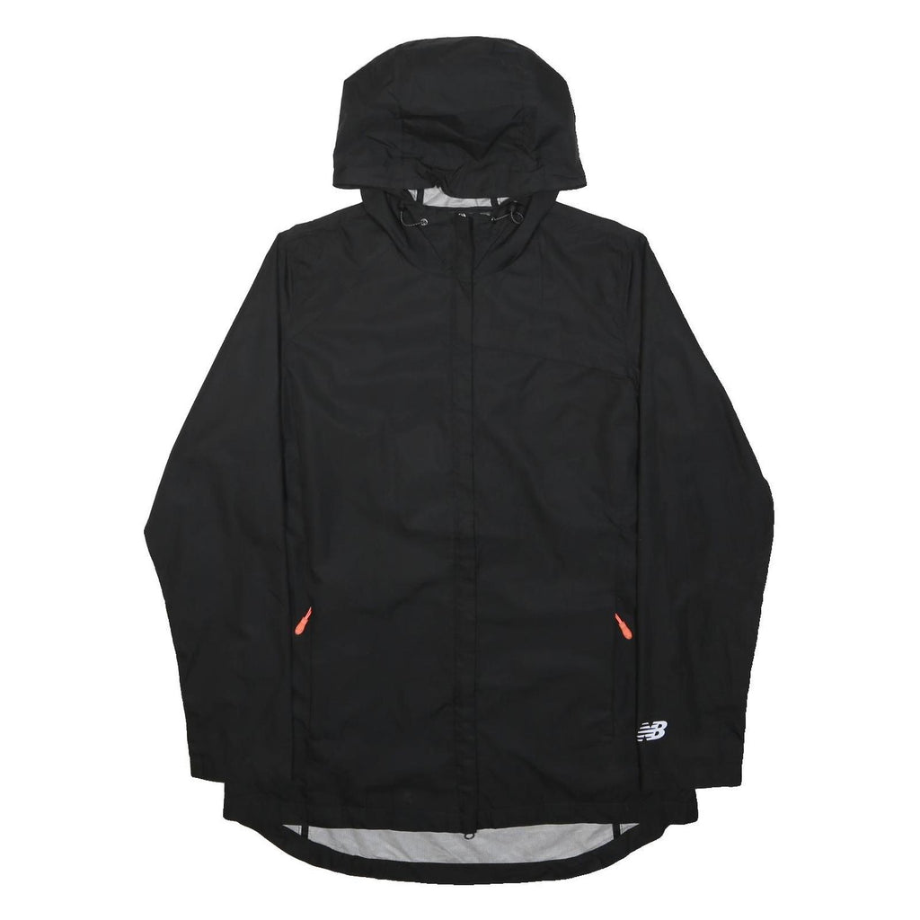NEW BALANCE Womens Black Outdoor Jacket L Polyester Zip Hooded Plain Light
