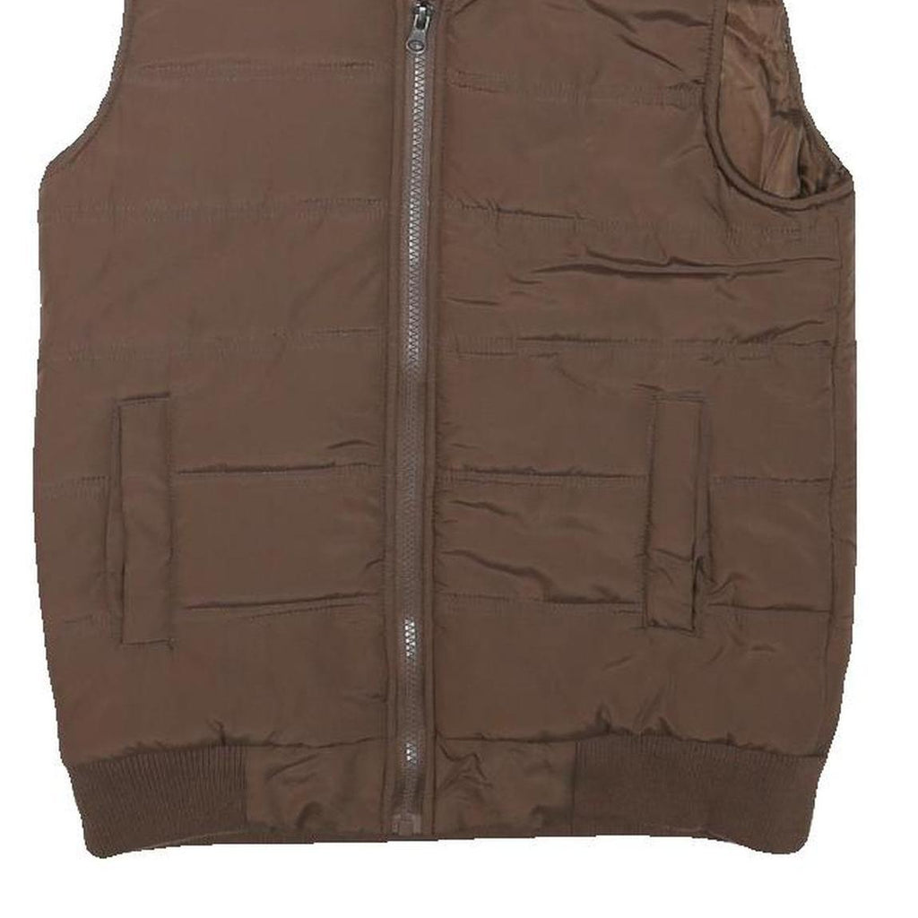 BACK IN THE SADDLE Womens Brown Jacket S Polyester Blend Plain Zip Up Winter