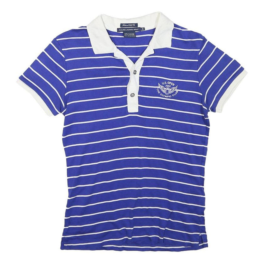RALPH LAUREN Golf Womens Blue & White Striped U.S. Open 2012 Polo Shirt