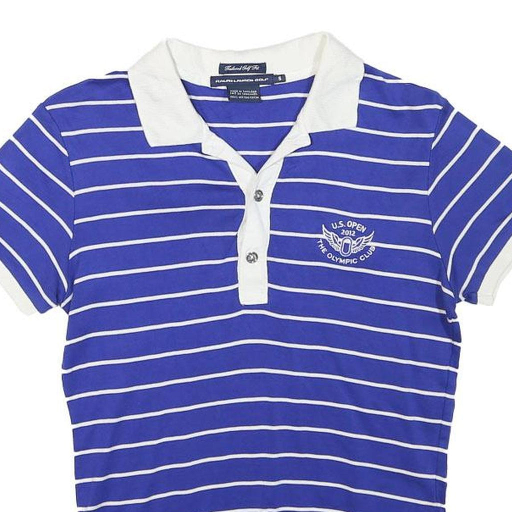 RALPH LAUREN Golf Womens Blue & White Striped U.S. Open 2012 Polo Shirt