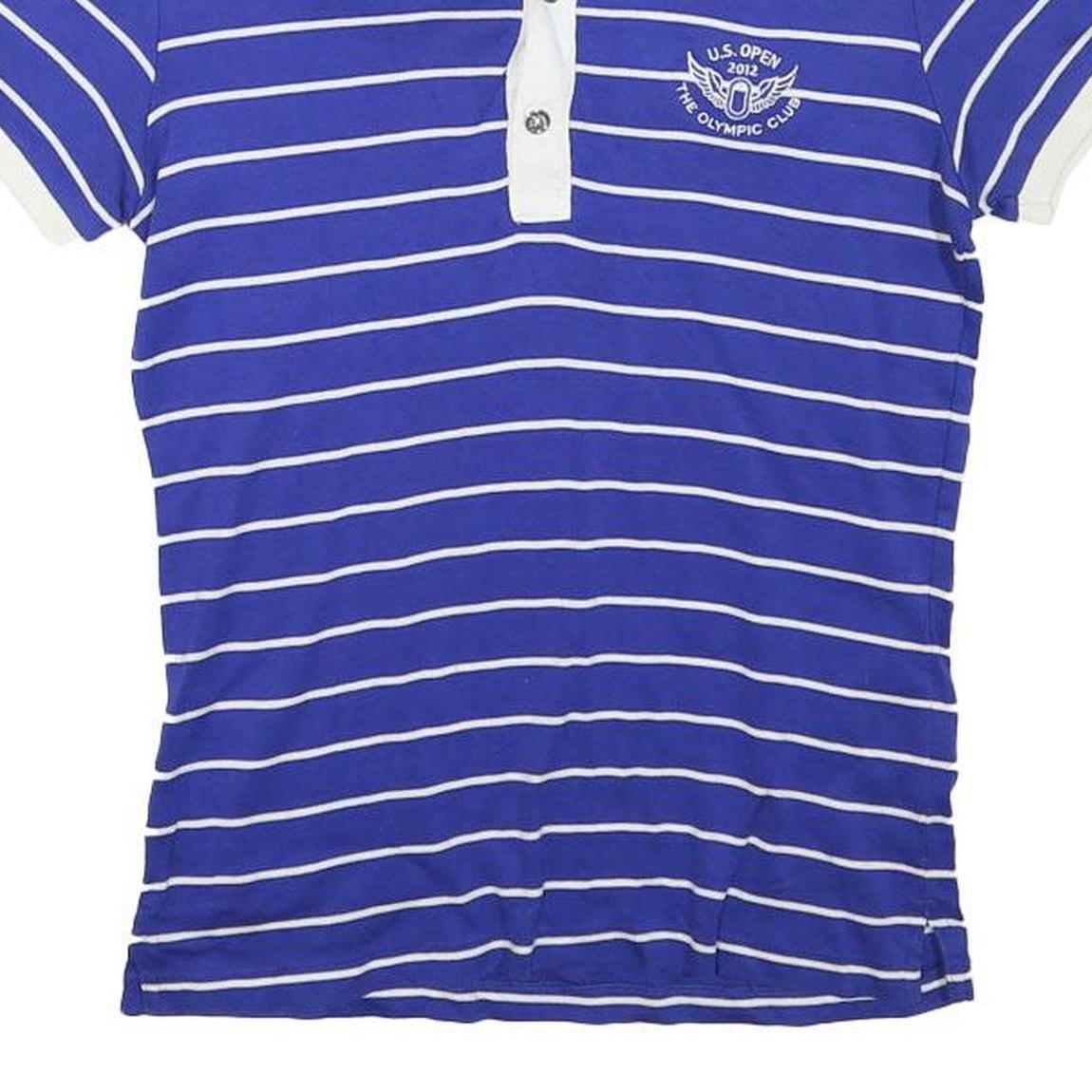 RALPH LAUREN Golf Womens Blue & White Striped U.S. Open 2012 Polo Shirt