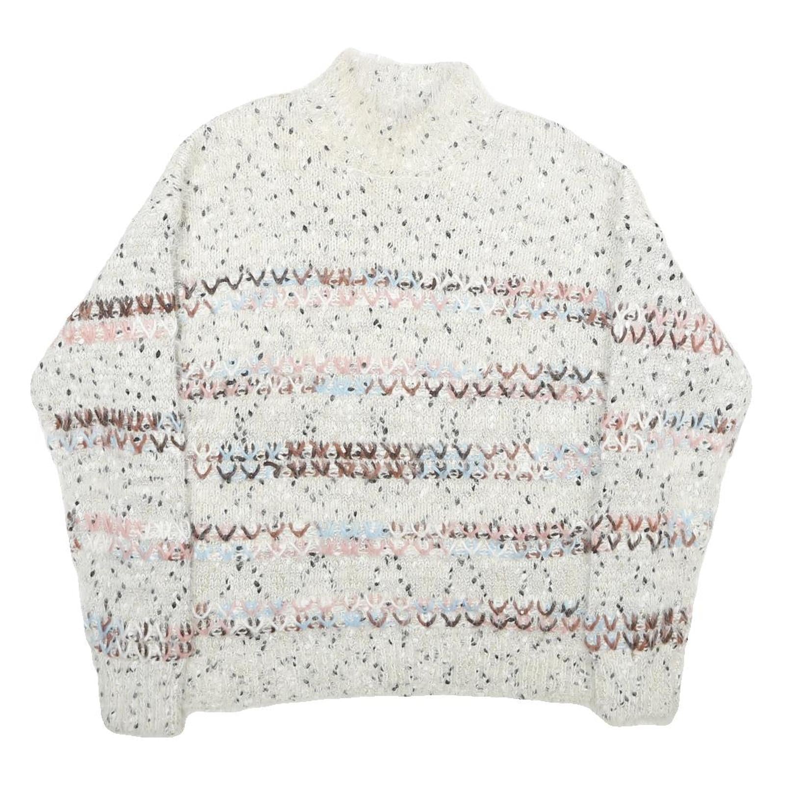 MAURICES Womens Cream Patterned Pullover Jumper Chunky Knit L Comfortable Cozy