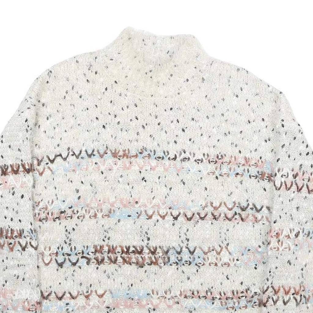 MAURICES Womens Cream Patterned Pullover Jumper Chunky Knit L Comfortable Cozy