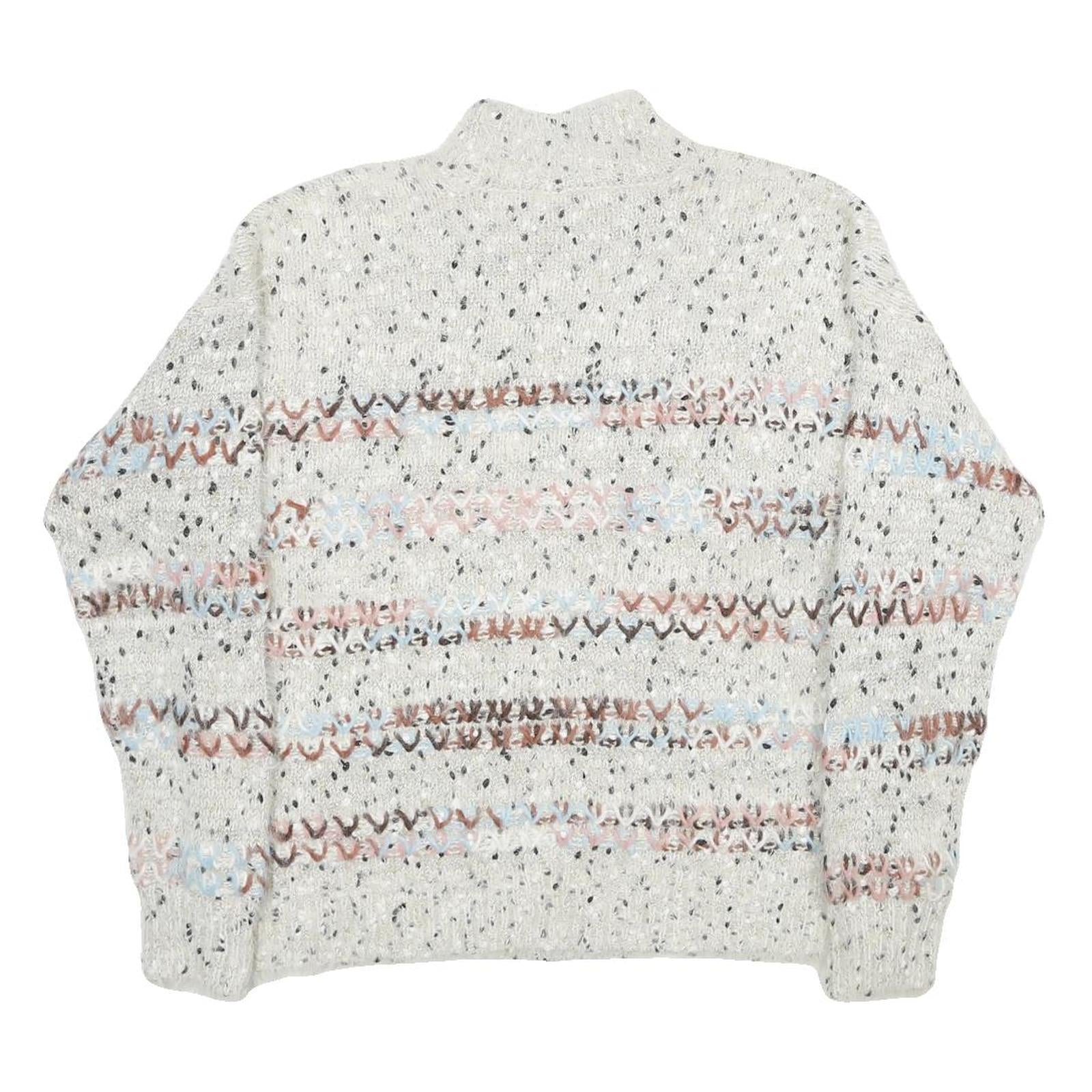 MAURICES Womens Cream Patterned Pullover Jumper Chunky Knit L Comfortable Cozy