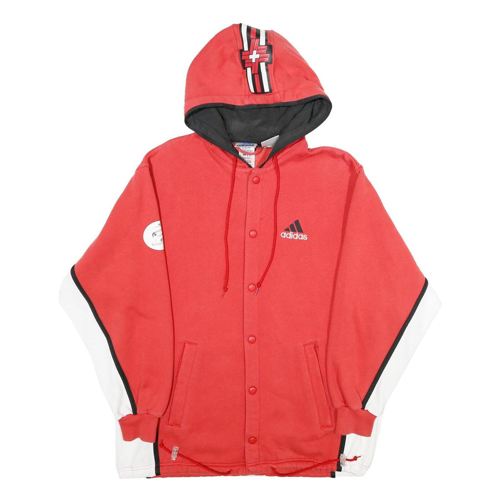 ADIDAS Mens Red Contrast Panel Cotton Blend Hoodie XS Sports Casual