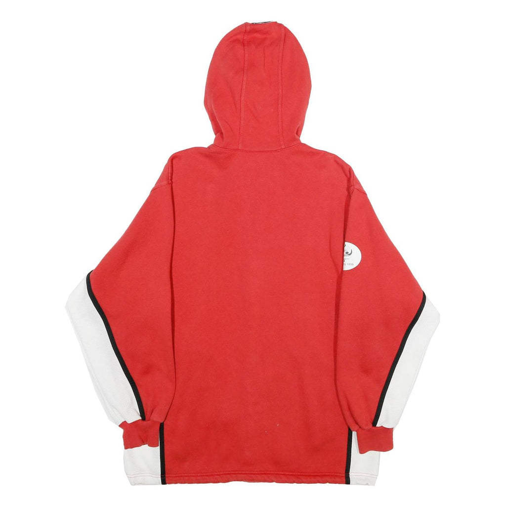 ADIDAS Mens Red Contrast Panel Cotton Blend Hoodie XS Sports Casual