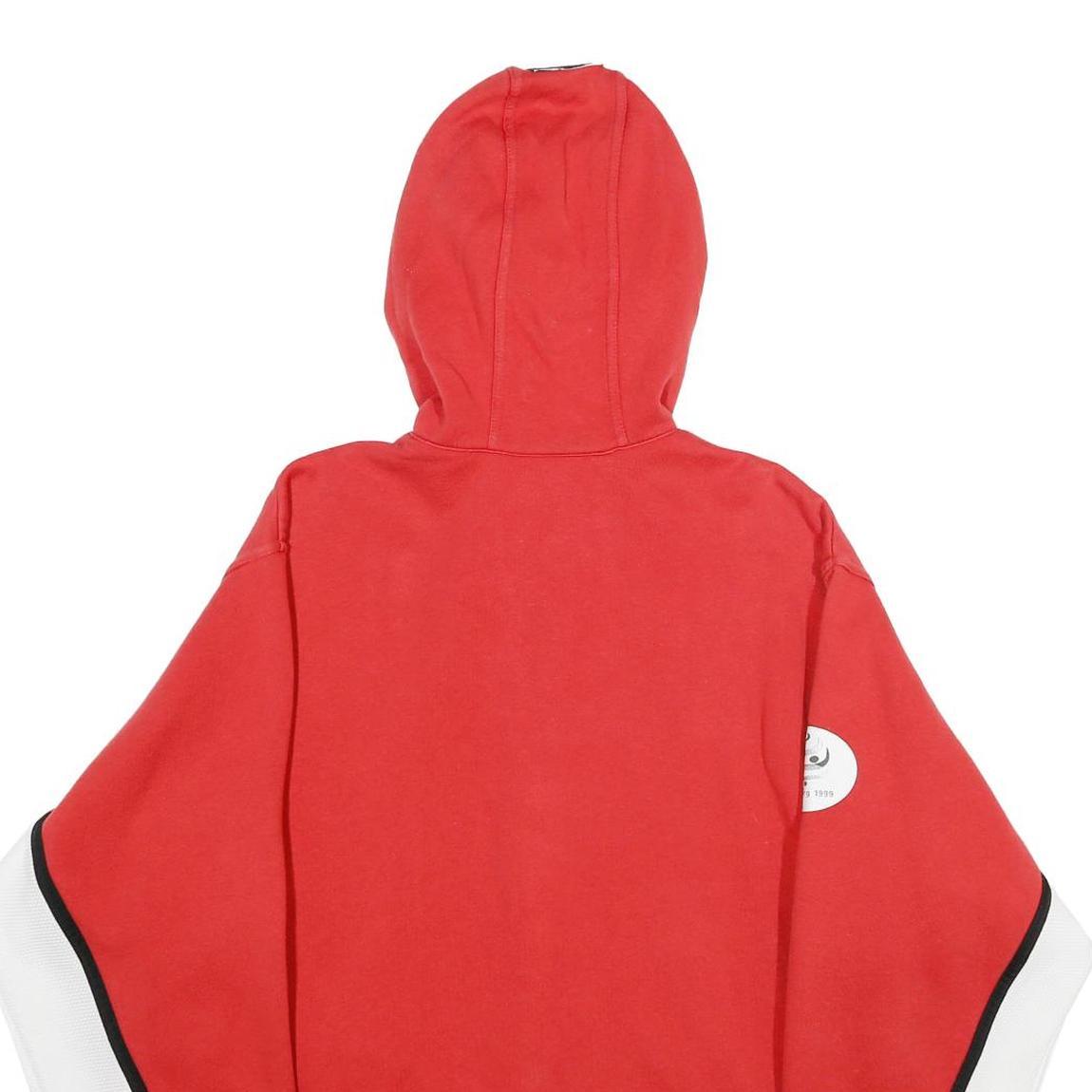ADIDAS Mens Red Contrast Panel Cotton Blend Hoodie XS Sports Casual