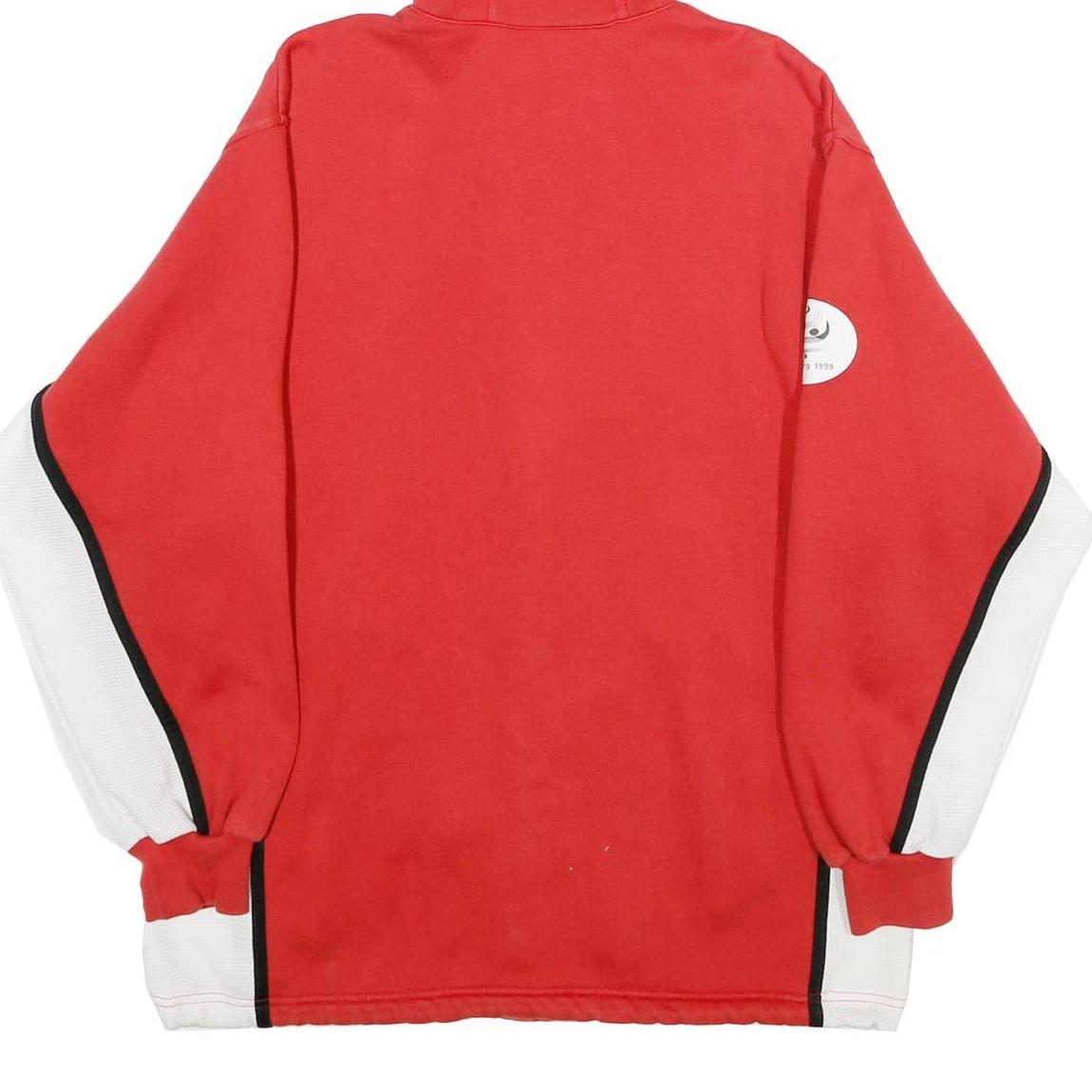 ADIDAS Mens Red Contrast Panel Cotton Blend Hoodie XS Sports Casual