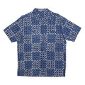 Mens Blue White Pattern Cotton Blend Shirt M Casual Short Sleeve