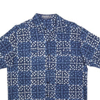 Mens Blue White Pattern Cotton Blend Shirt M Casual Short Sleeve