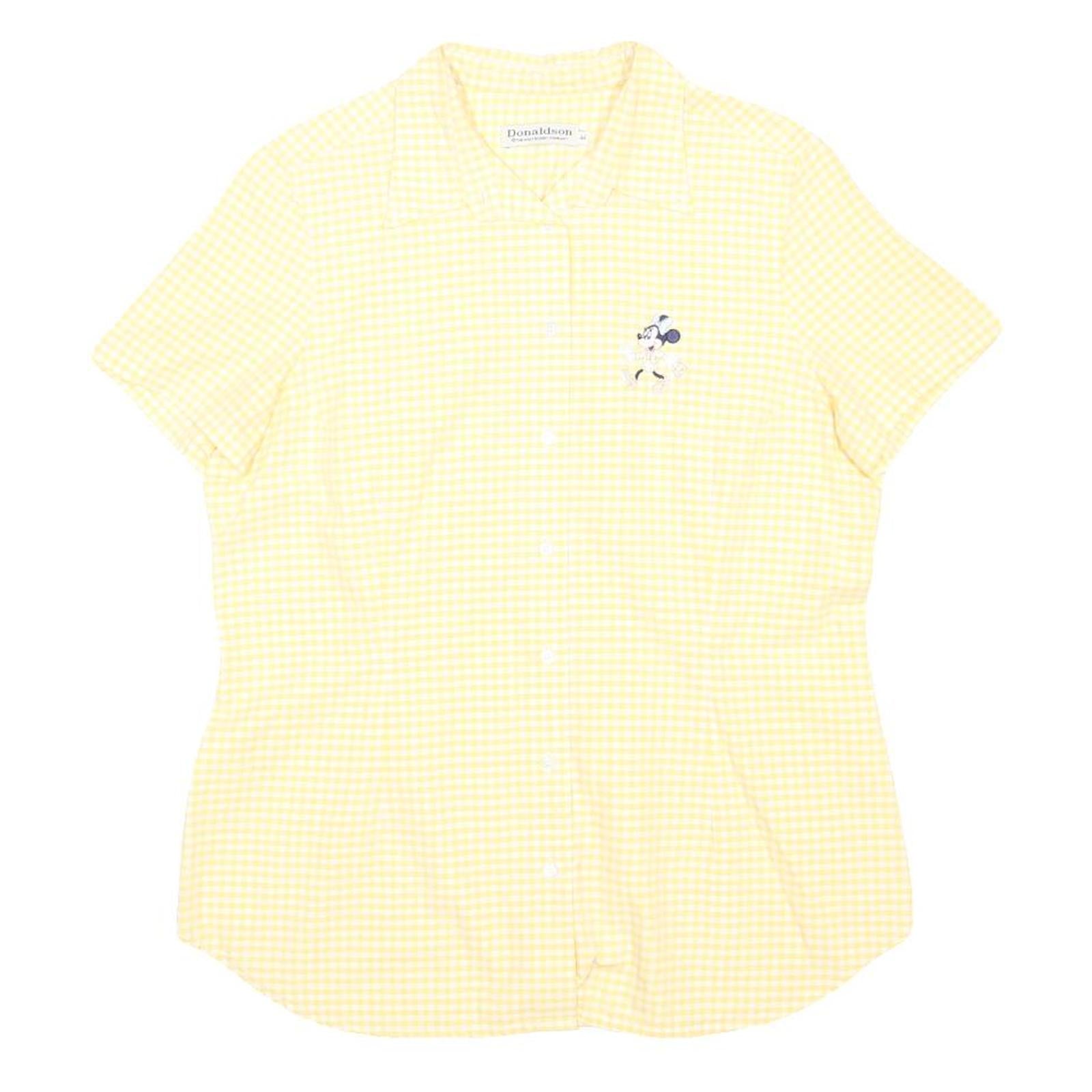 DONALDSON DISNEY Womens Yellow & Cream Check Shirt L Cute Cotton Button
