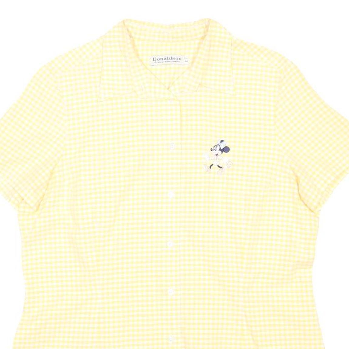 DONALDSON DISNEY Womens Yellow & Cream Check Shirt L Cute Cotton Button