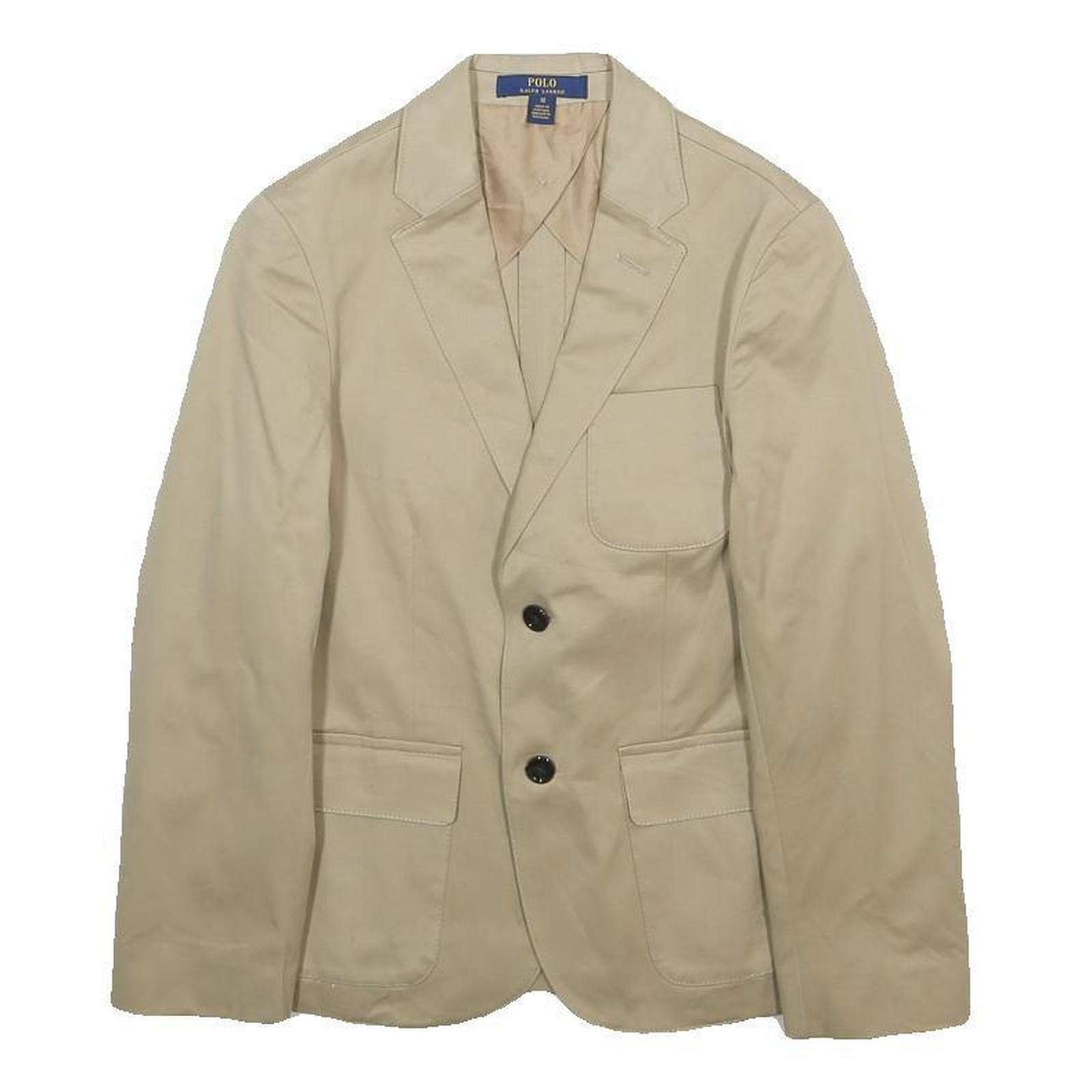 POLO RALPH LAUREN Boys Beige Cotton Blend Blazer Jacket 10Y Classic Button