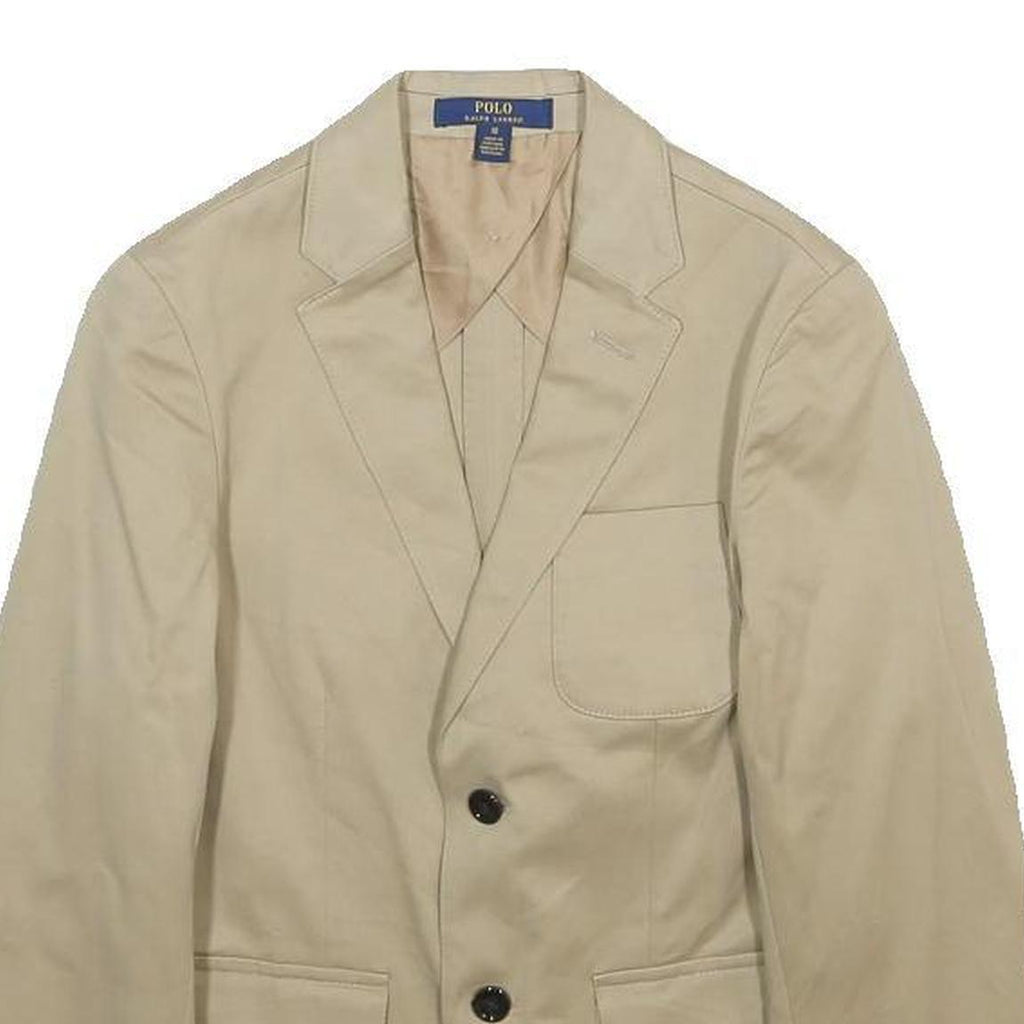 POLO RALPH LAUREN Boys Beige Cotton Blend Blazer Jacket 10Y Classic Button