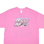 GILDAN Mens Pink Ricci Graphic T-Shirt XL Short Sleeve Crew Neck Racing Print