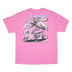 GILDAN Mens Pink Ricci Graphic T-Shirt XL Short Sleeve Crew Neck Racing Print