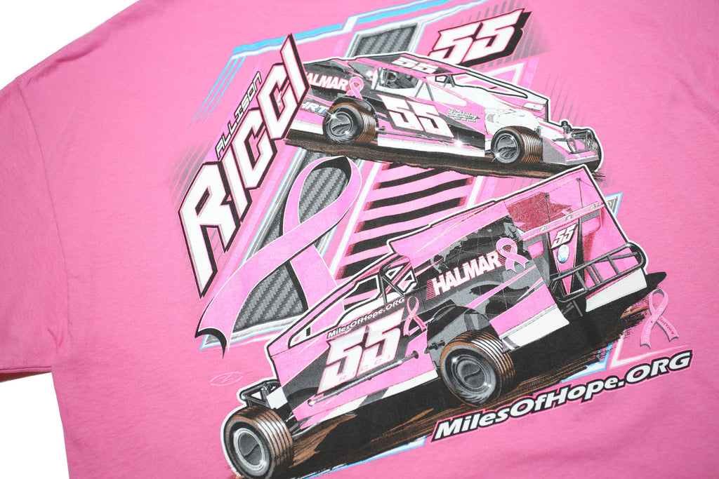 GILDAN Mens Pink Ricci Graphic T-Shirt XL Short Sleeve Crew Neck Racing Print