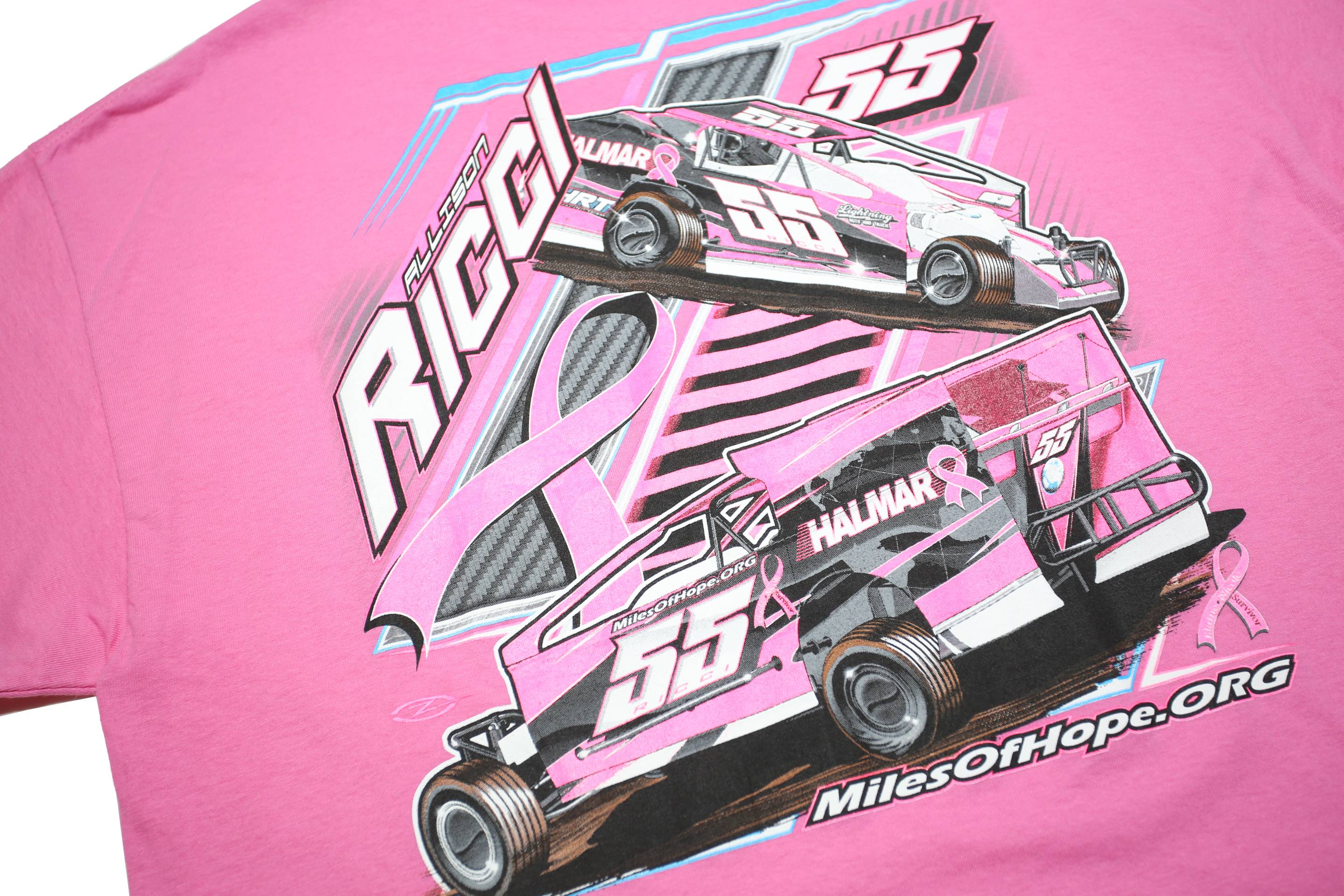 GILDAN Mens Pink Ricci Graphic T-Shirt XL Short Sleeve Crew Neck Racing Print