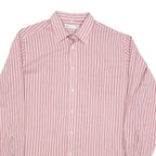 C&A Mens Red & White Check Shirt L Cotton Blend Classic Fit Button Closure Long
