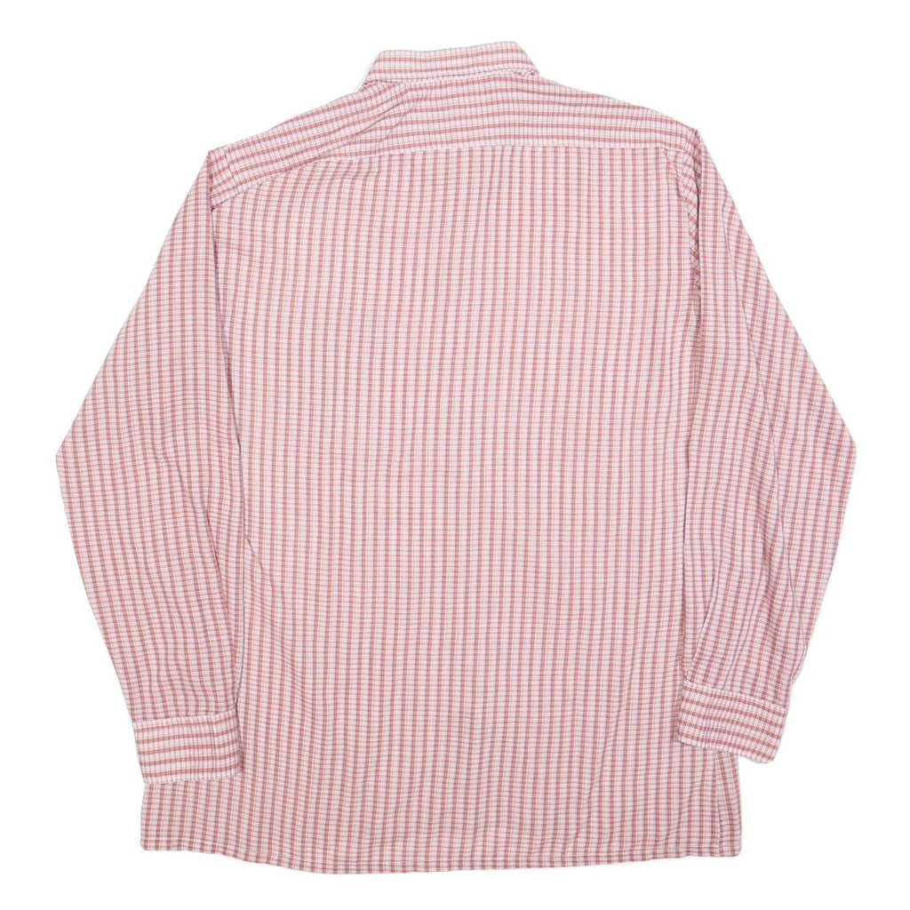 C&A Mens Red & White Check Shirt L Cotton Blend Classic Fit Button Closure Long