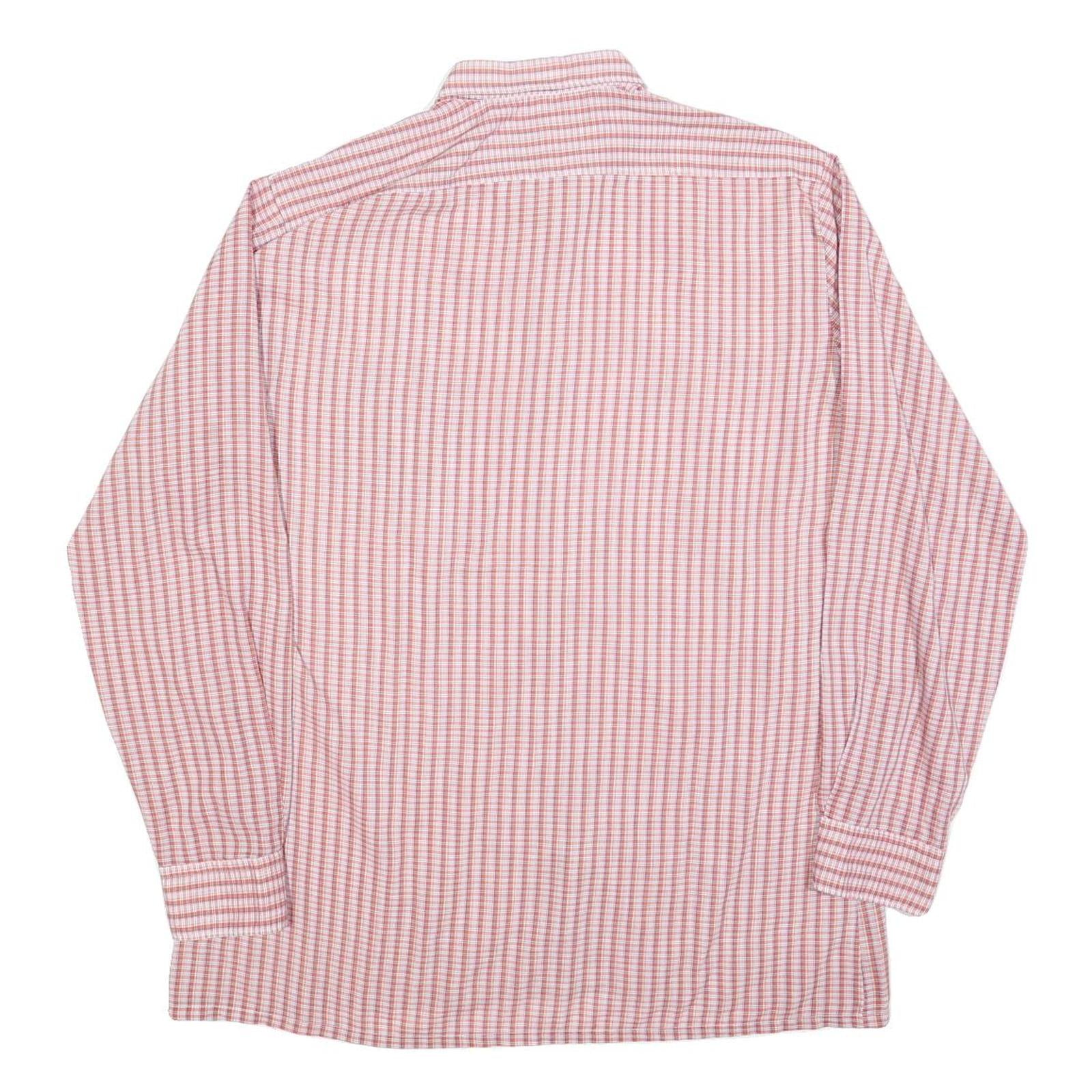 C&A Mens Red & White Check Shirt L Cotton Blend Classic Fit Button Closure Long