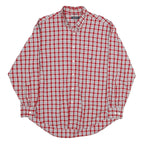 NAUTICA Mens Red & White Check Shirt L Long Sleeve Classic Cotton Button Collar