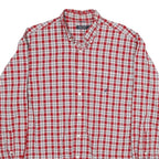 NAUTICA Mens Red & White Check Shirt L Long Sleeve Classic Cotton Button Collar