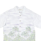 ISLAND REPUBLIC Mens White Tropical Print Cotton Blend Shirt L Beach Summer