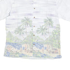 ISLAND REPUBLIC Mens White Tropical Print Cotton Blend Shirt L Beach Summer