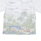 ISLAND REPUBLIC Mens White Tropical Print Cotton Blend Shirt L Beach Summer