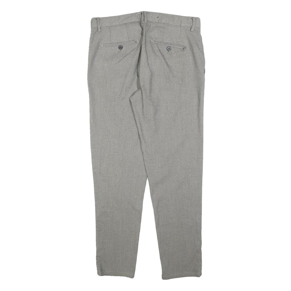 ZARA Mens Slim Grey Cotton Blend Trousers W32 L30 Casual Smart Zip Closure