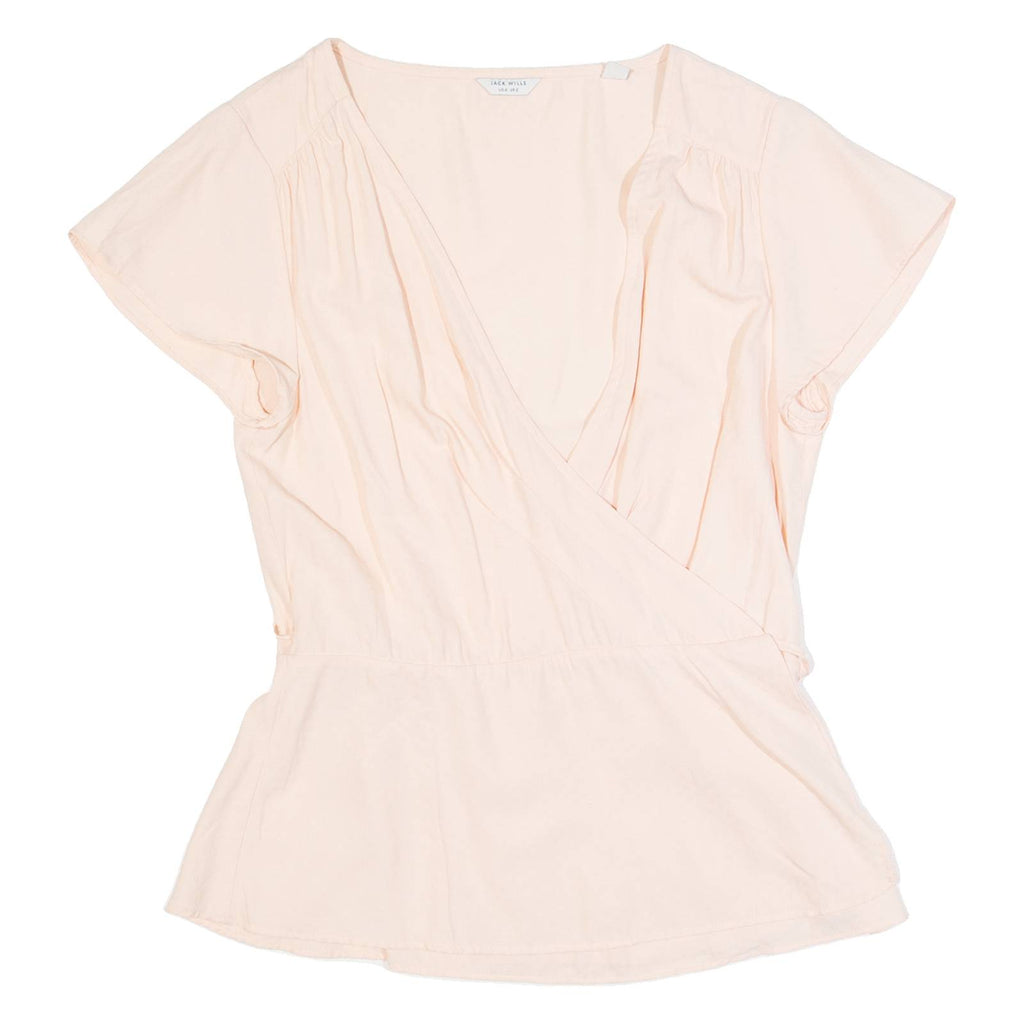 JACK WILLS Womens Wrap Top Pink V-Neck UK 6