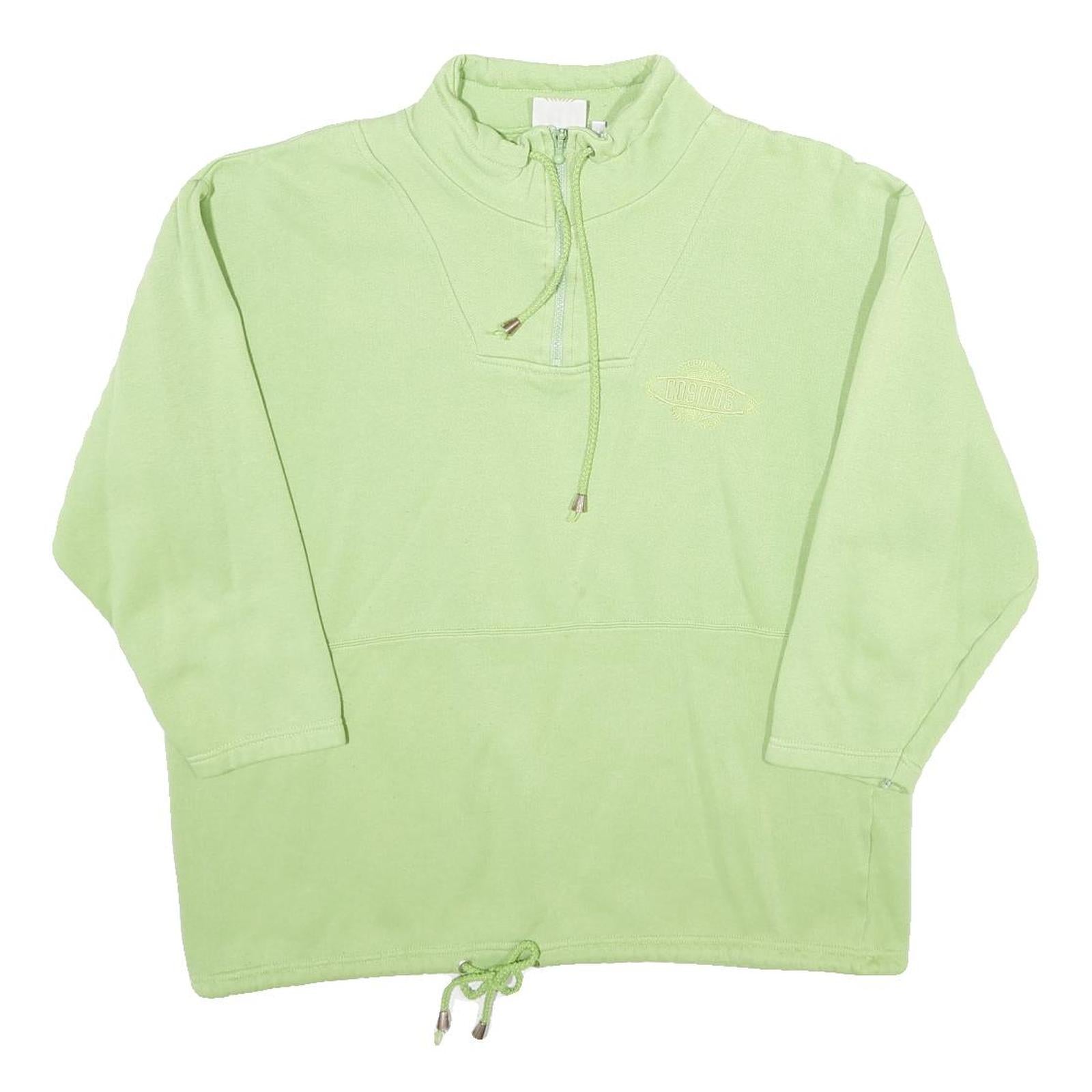 COSMOS Mens Green 1/4 Zip M Cotton Blend Sweatshirt Pullover Casual