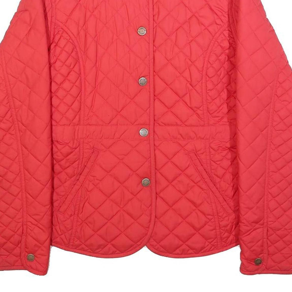 TIMBERLAND Womens Red Quilted Jacket S Polyester Button Closure Casual Outerwear