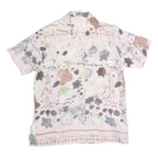 DE VILLE Womens Pink Printed Silk Shirt Short Sleeve Collar S Elegant Floral