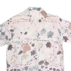 DE VILLE Womens Pink Printed Silk Shirt Short Sleeve Collar S Elegant Floral