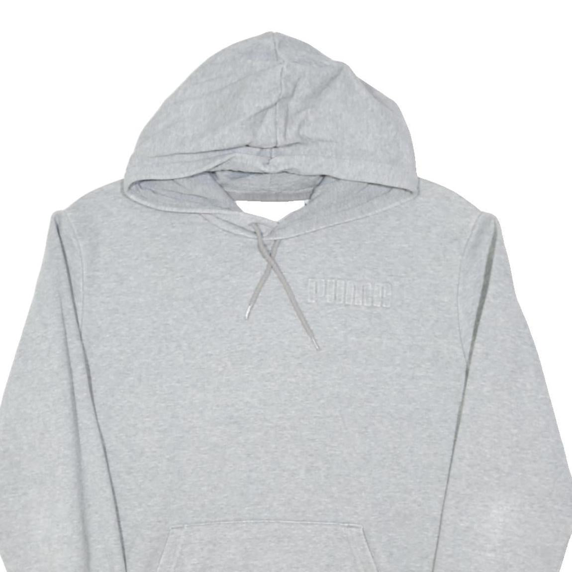 PUMA Mens Grey Hoodie M Cotton Blend Pullover Casual Sweatshirt