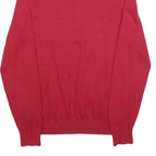 TOMMY HILFIGER Mens Red Plain V-Neck Basic Knit M Cotton Blend Jumper