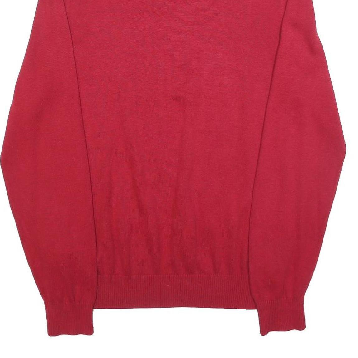 TOMMY HILFIGER Mens Red Plain V-Neck Basic Knit M Cotton Blend Jumper