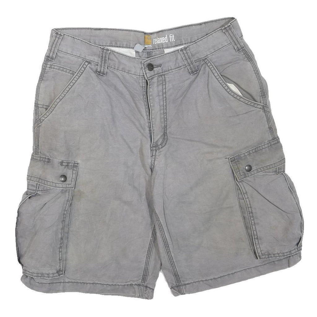 CARHARTT Mens Grey Cargo Shorts Relaxed Fit M W32 Cotton Blend Utility Workwear