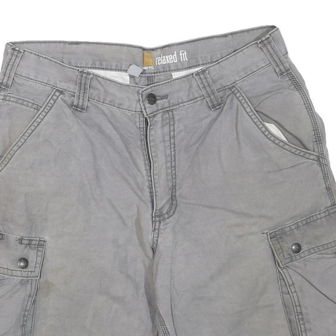CARHARTT Mens Grey Cargo Shorts Relaxed Fit M W32 Cotton Blend Utility Workwear
