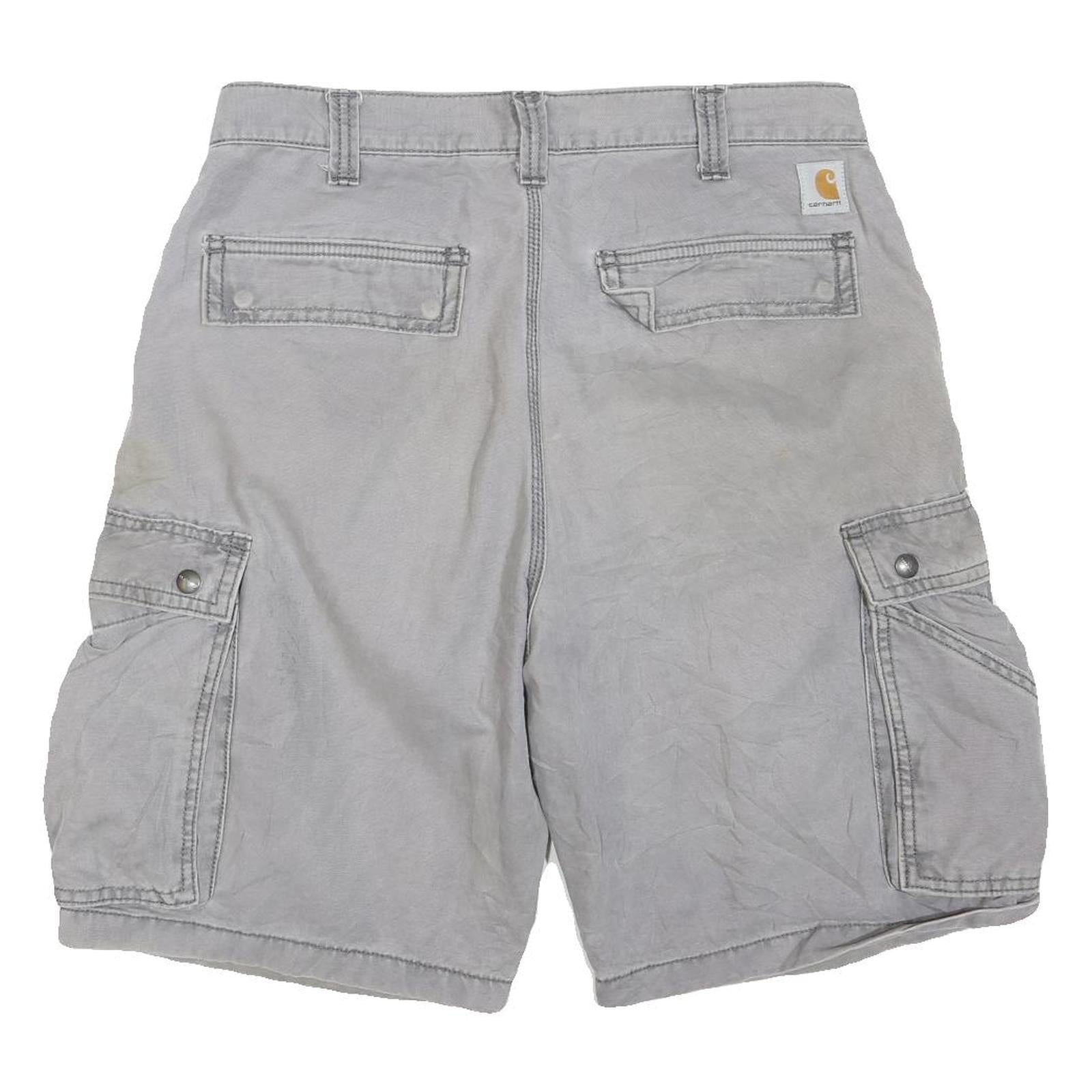 CARHARTT Mens Grey Cargo Shorts Relaxed Fit M W32 Cotton Blend Utility Workwear