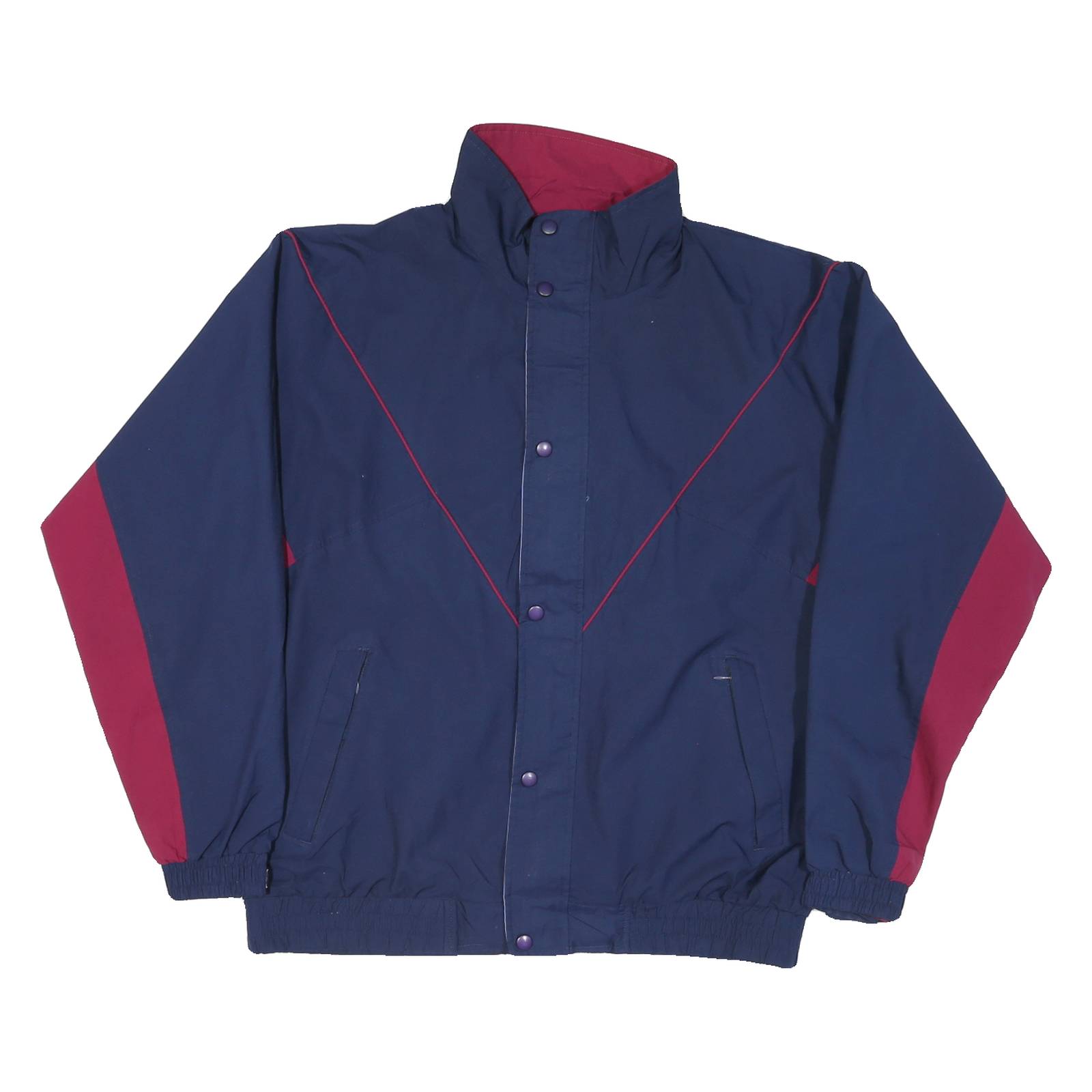 THOMAS E WILSON Mens Blue & Maroon Zip Jacket XL Polyester Blend Plain Casual