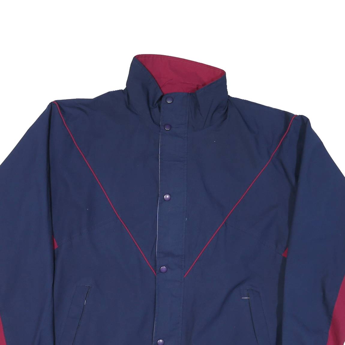 THOMAS E WILSON Mens Blue & Maroon Zip Jacket XL Polyester Blend Plain Casual