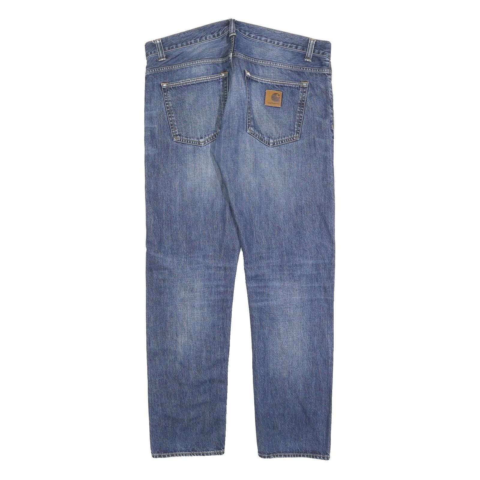 CARHARTT Mens Regular Fit Blue Denim Jeans Button Closure W37 L32 Classic Style